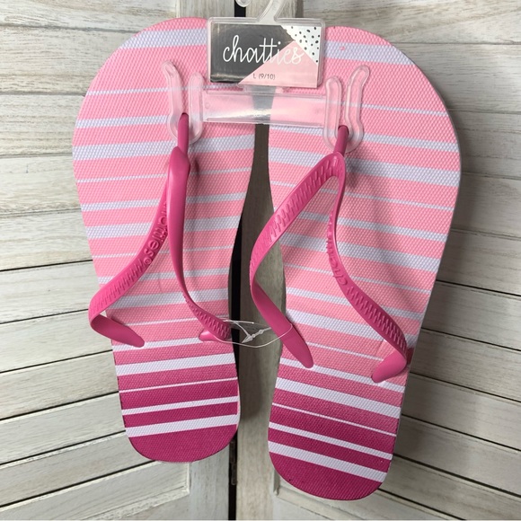 Chatties Flip Flops Sandals Pink Ombré Stripes New 9/10 - Picture 2 of 5